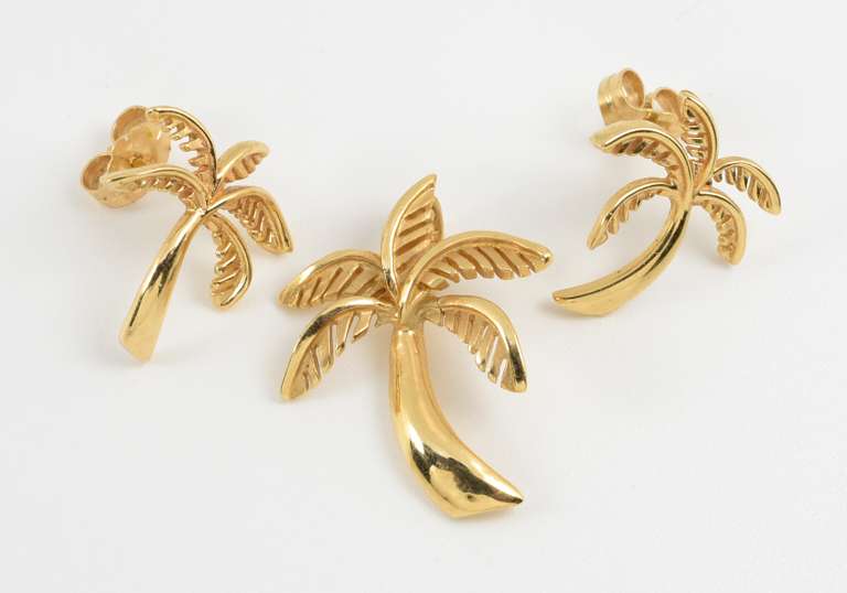 14k Palm Tree Earring & Pendant Suite