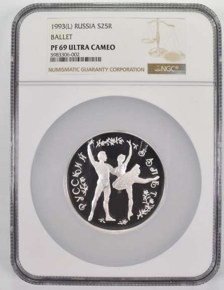 PF69 UCAM 1993(L) Russia 25 Silver Roubles - Ballet - Graded NGC