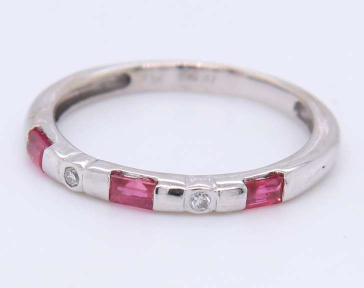 Fabulous White Gold Ruby and Diamond Stackable Band