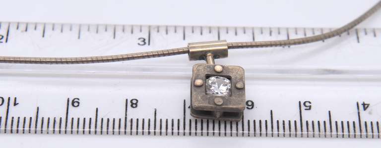 Vintage Sterling Silver Cubic Zirconia Pendant on Chain