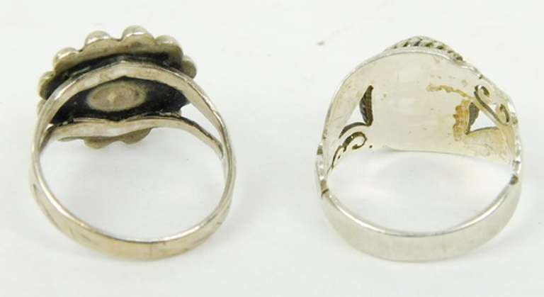 2 Vintage Sterling Silver Pinkie Rings, Size 4