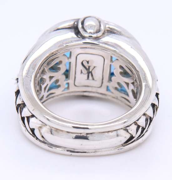 Sterling Silver Scott Kay oval Blue Topaz Ring