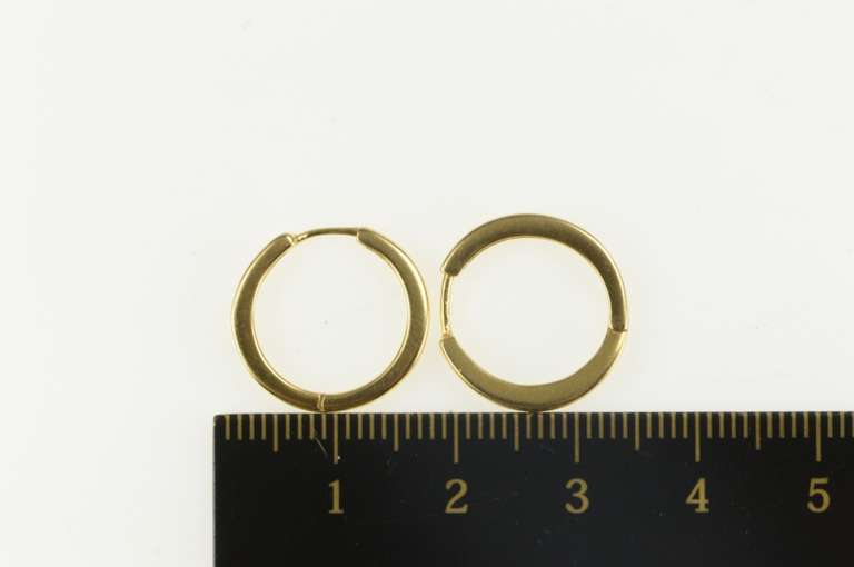 14K Yellow Gold Baguette Diamond Classic Statement Hoop Earrings