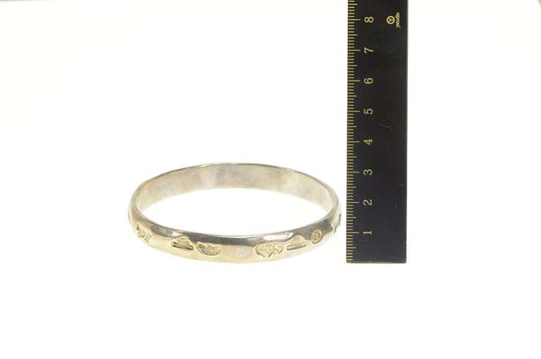 Sterling Silver South American Stamped Pattern Bangle Bracelet
