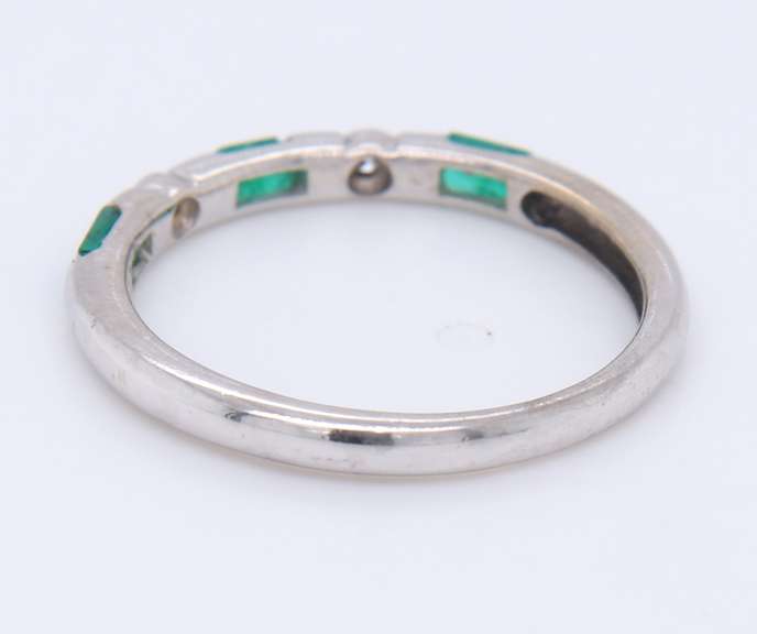 Favorite White Gold Emerald and Diamond Stackable Band