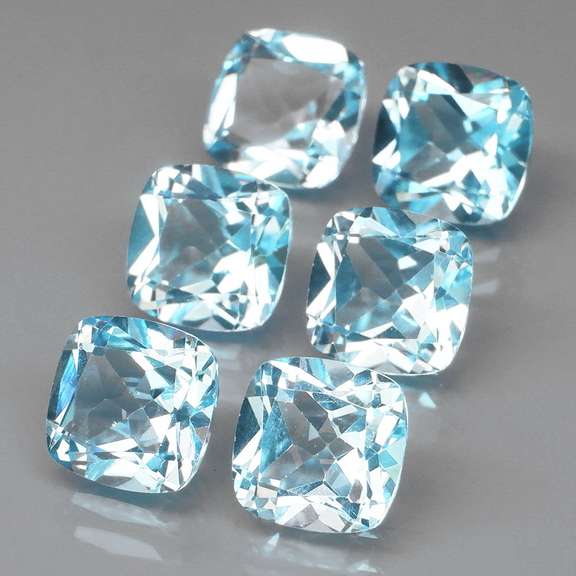 Glittering 6 piece 11.05ct full fire sky blue Topaz set