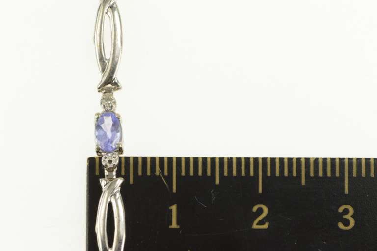 10K White Gold Oval Tanzanite Diamond Accent Loop Tennis Bracelet