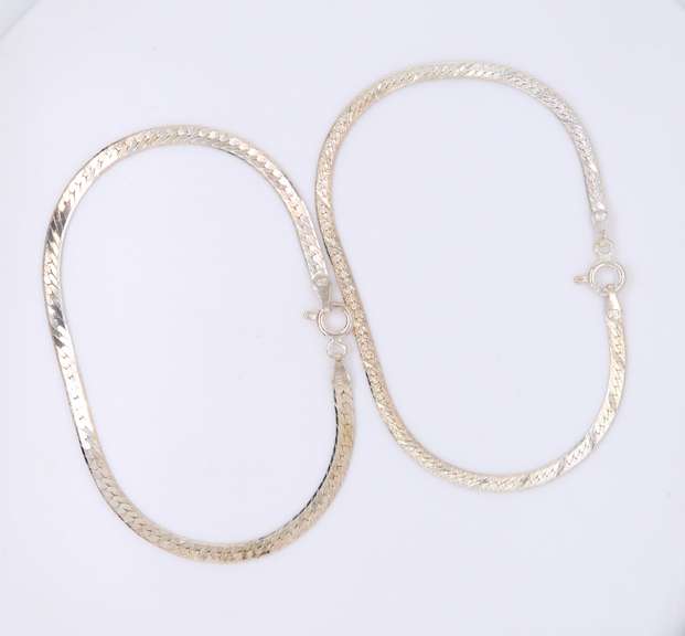 Group Lot of 2 Italian Vintage Sterling Silver Bracelets