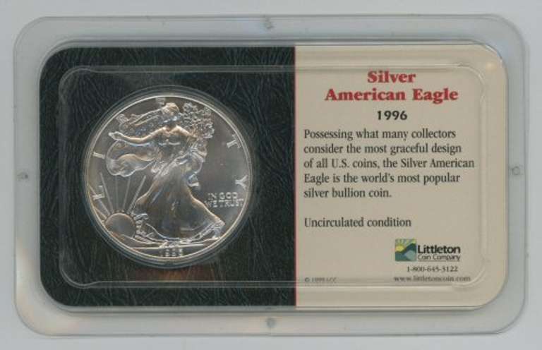 Superb Gem BU Rare key date 1996 $1 Silver Eagle coin
