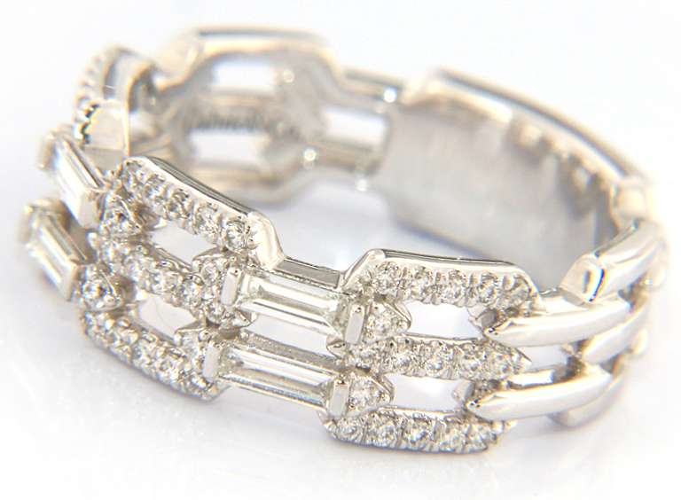 Gabriel & Co Baguette with Cushion Pave Station Band