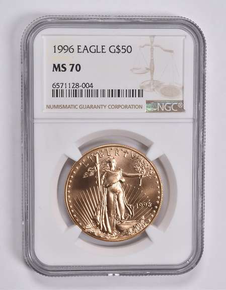 MS70 1996 $50 American Gold Eagle 1 Oz. .999 Fine Gold NGC