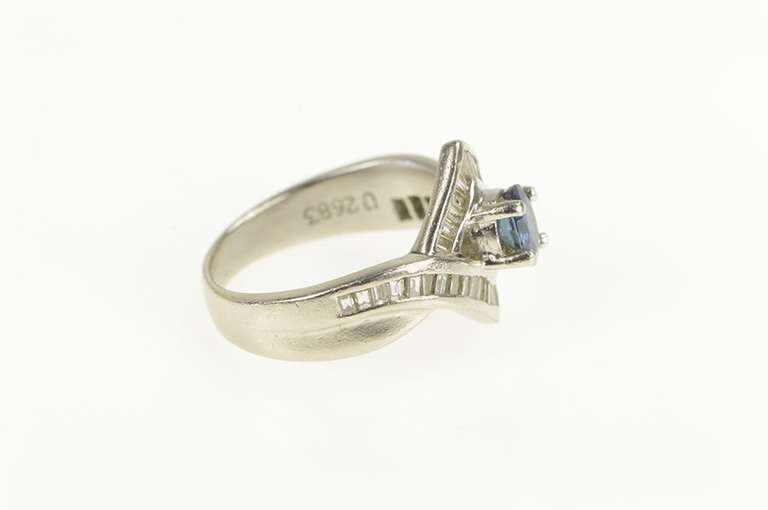 Platinum 0.97 Ctw Natural Sapphire Baguette Engagement Ring