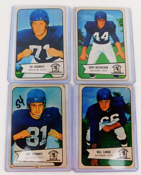 4 Bowman 1954 Colts Football Cards