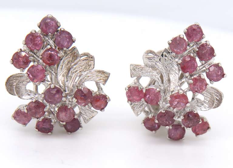 Vintage Sterling Silver Gemstone Flower Style Earrings