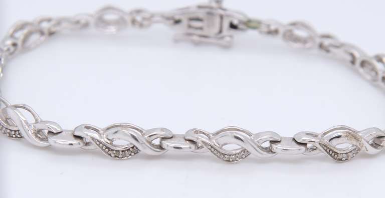 Vintage Sterling Silver Infinity Cubic Zirconia Bracelet