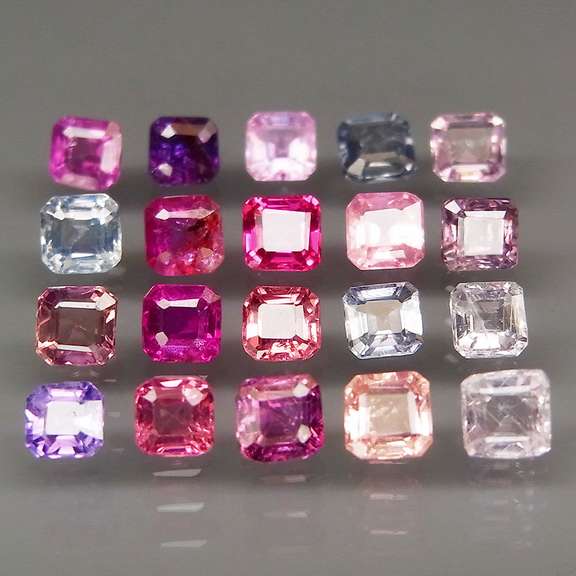 Glittering 20 piece 4.34ct fancy color Sapphire set