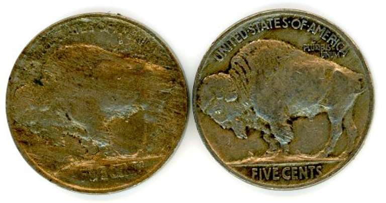 1913 Type 1 & Type 2 Buffalo Nickels