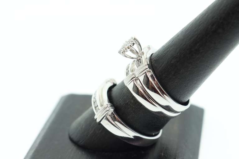 14K WHITE GOLD AND DIAMOND TRIO SET