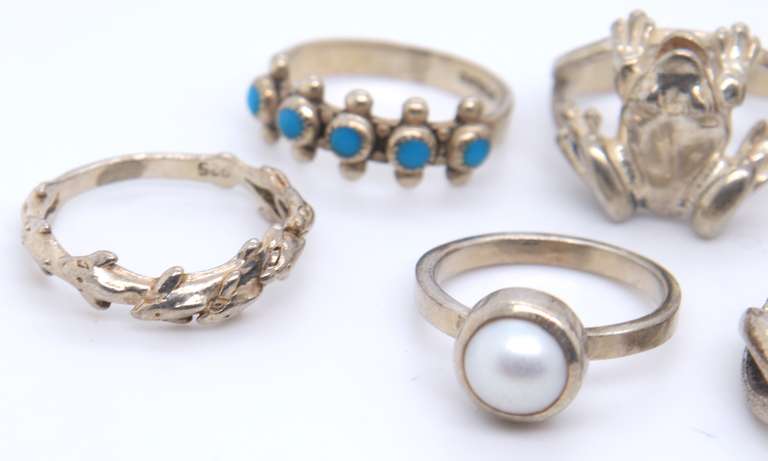 Group Lot of 7 Vintage 925 Sterling Silver rings