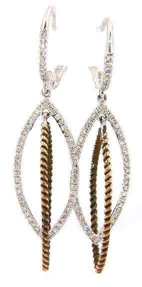 Tempting New Gabriel & Co Two Tone Diamond Dangle Earrings
