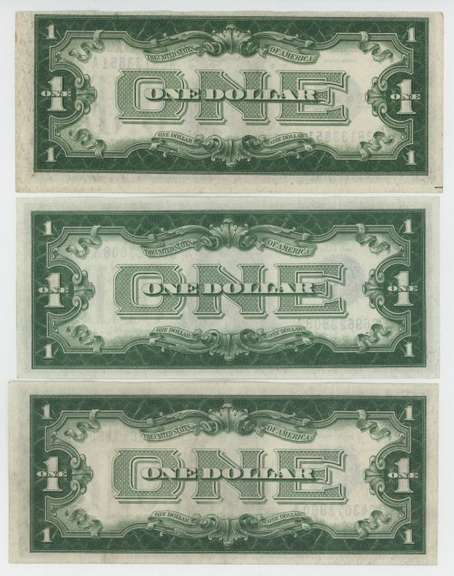 3 Choice CU 1928 Series $1 Silver Certificate notes