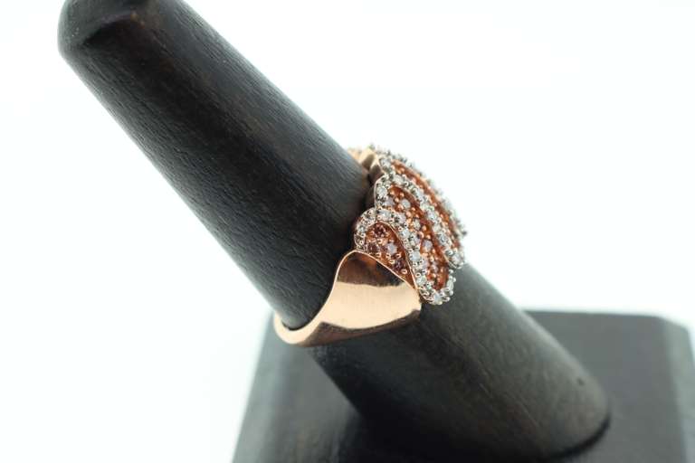 LADIES 14K ROSE GOLD AND DIAMOND WAVE RING
