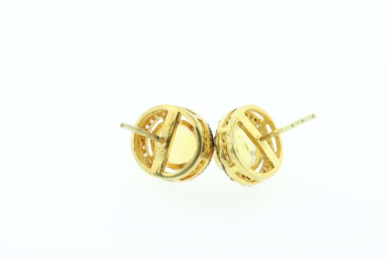 Glamorous Opal Earrings with Gold Plated Silver and Diamond Accents