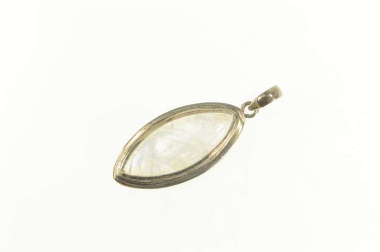 Sterling Silver Moonstone Marquise Cabochon Southwestern Pendant