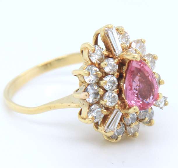 Unforgettable 18kt Pink Sapphire and Diamond Ring with LGL Cert