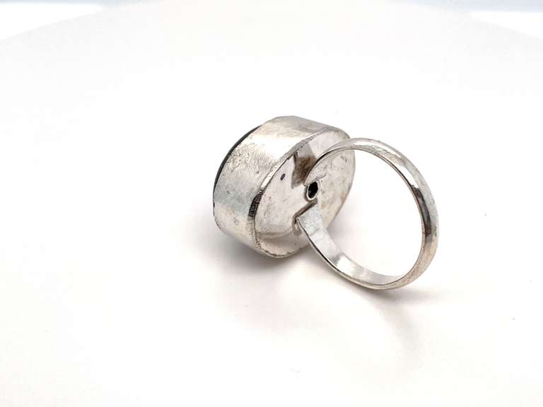 👻 HAUNTING! 👻 Oval Black Onyx Tibetan Silver Ring