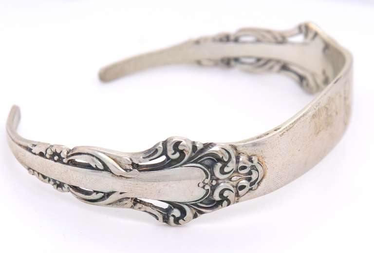 Vintage Sterling Silver Signed Cuff Bangle Bracelet