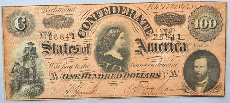 $100 Feb 17 1864 Series Confederate States Note