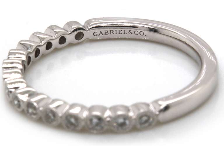 Brand New Gabriel & Co Diamond Milgrain Bezel Band in White Gold
