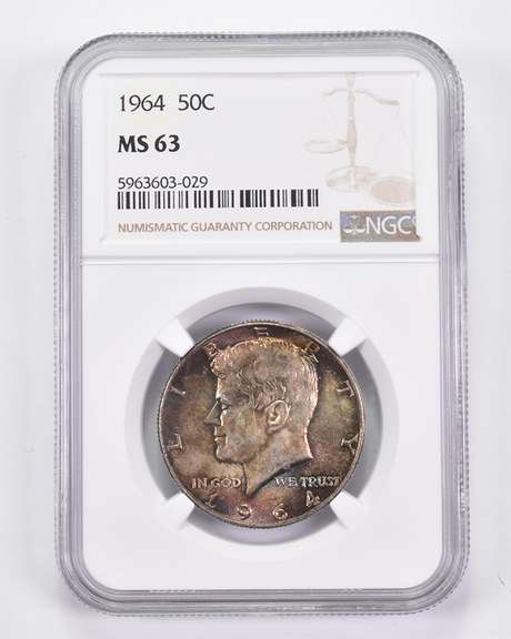 MS63 1964 Kennedy Half Dollar - Graded NGC AMAZING Tone