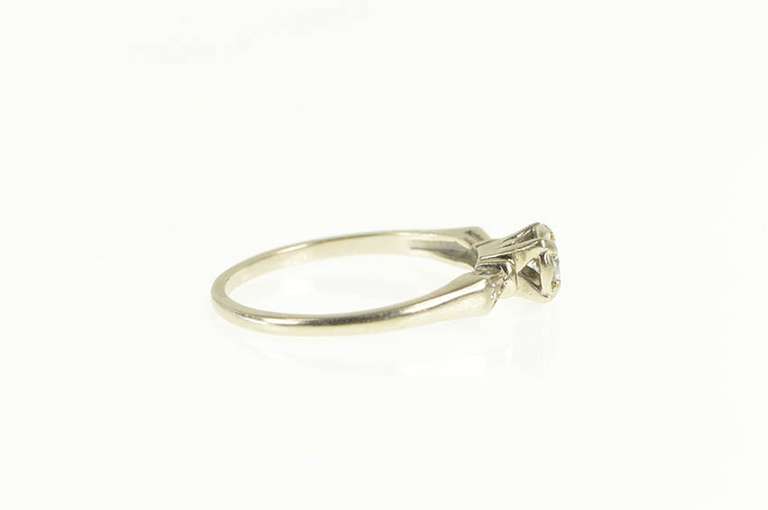 14K White Gold 1940's Classic Three Diamond Engagement Ring