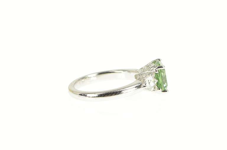 Sterling Silver Three Stone Syn. Prasiolite CZ Statement Ring