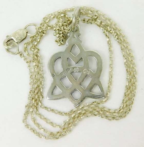 Signed Sterling Silver Celtic Heart Necklace