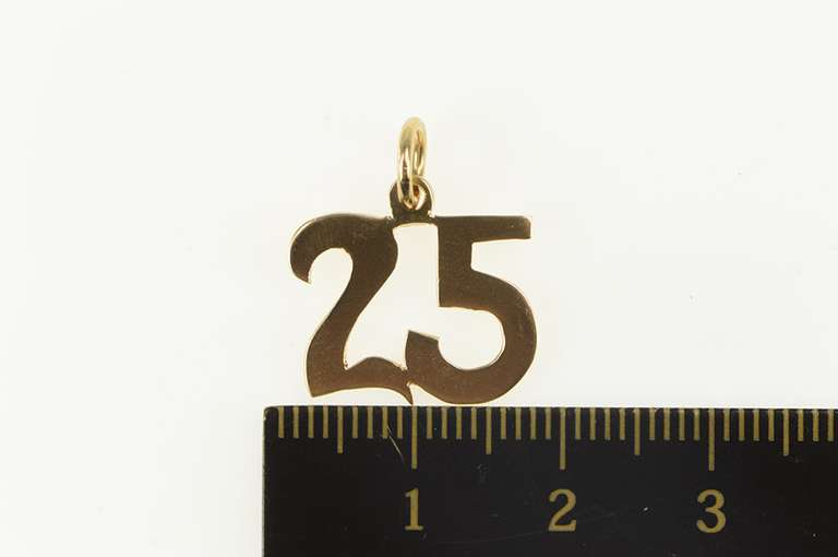 14K Yellow Gold 25 Number Birthday Lucky Twenty Five Charm/Pendant