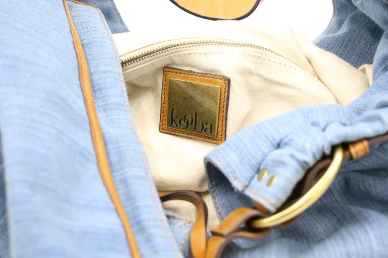 Kooba Lana Denim with Brown Leather Trim Handbag