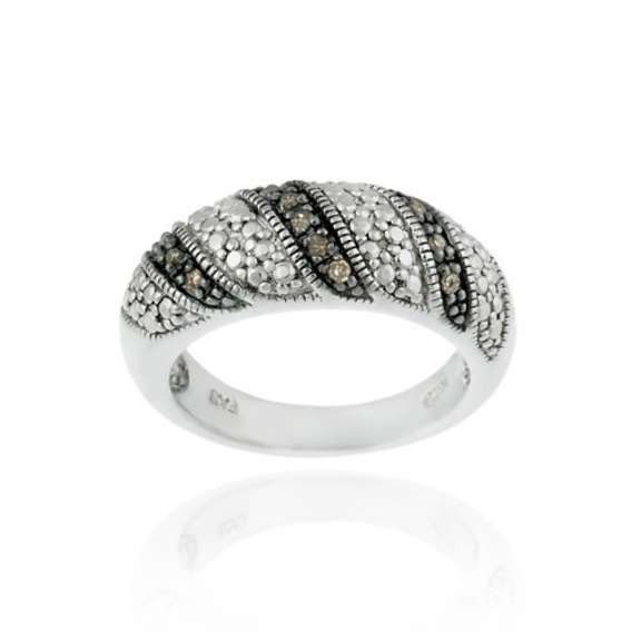 Sterling Silver .11ct TDW Champagne Diamond Swirl Ring