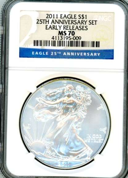 Perfect 2011 25th Anniversary Silver Eagle in NGC MS70. Early Release!