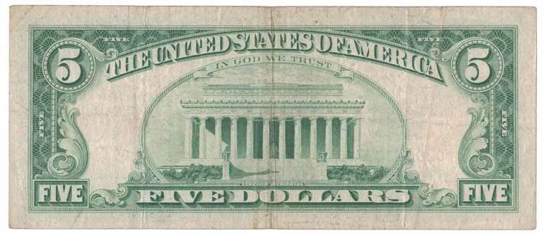 1963 Red Seal $5 Five Dollar United State Bank Note