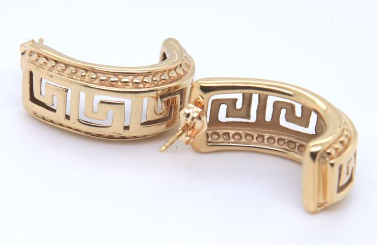 Pleasing Yellow Gold Greek Key Earrings