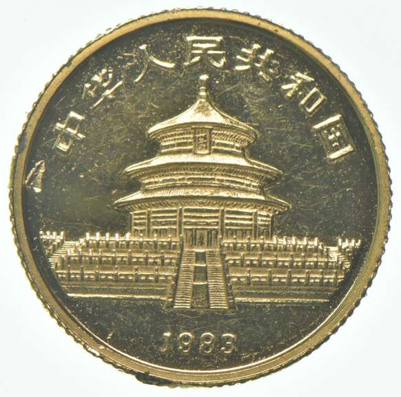 1983 China 10 Yuan 1/10 Oz. .999 Fine Gold Panda Temple Of Heaven