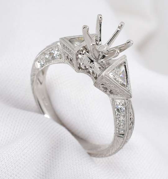 Exquisite Platinum & Diamond Semi-Mount Ring