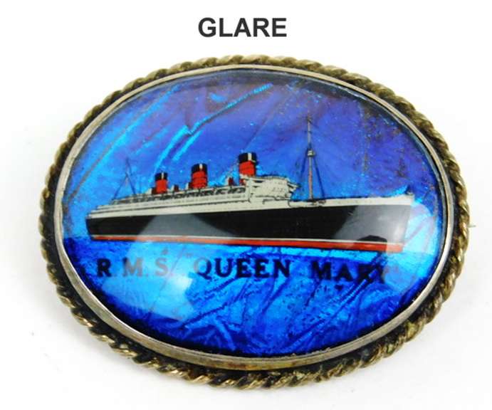 Early RMS Queen Mary Handpainted Butterfly Wing Pin