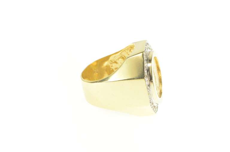 14K Yellow Gold 0.50 Ctw Diamond American Eagle $5 Gold Coin Ring