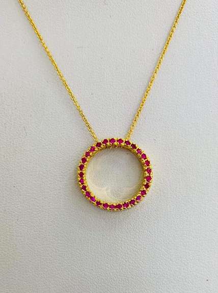 14kt Yellow Gold & Ruby Pendant Necklace