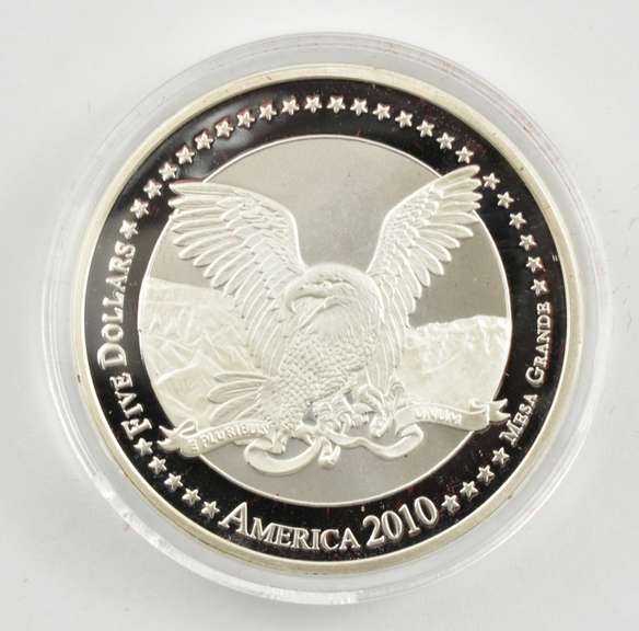 2010 US 5 Dollars American Colt M16 1 Oz .999 Silver Round Box & COA