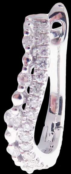 Undulating Double Row Diamond 18k White Gold Earrings
